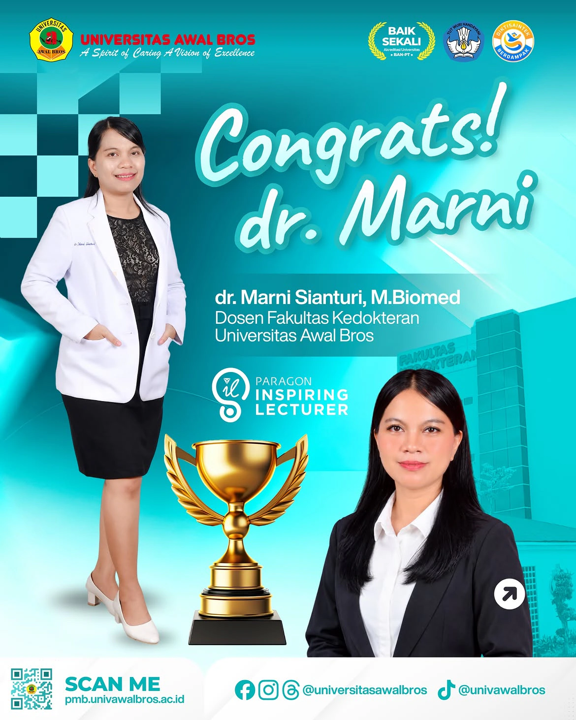 Selamat dan sukses kepada dr. Marni Sianturi, M.Biomed